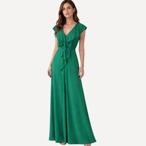 green emerald velvet dress Asymmetrical Jersey Gown – BCBGMAXAZRIA main image 0